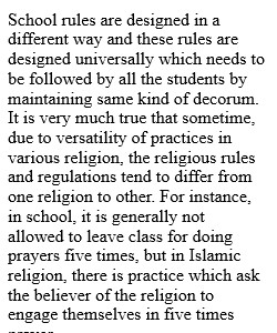 How might school rules conflict with the customs of some religious groups